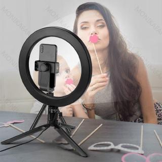 10" Selfie anillo de luz regulable con trípode soporte de teléfono celular, Mini Led cámara Ringlight para transmisión en vivo/maquillaje/YouTube (8)