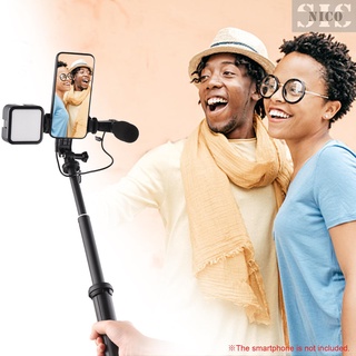 Sis Vlog Kit de disparo Mini LED luz de vídeo + micrófono de condensador Super cardioide + Clip giratorio del teléfono + trípode + obturador remoto con 3 niveles de brillo ajustable para el teléfono transmisión en vivo Vlog Video Video conferencia Selfie (4)