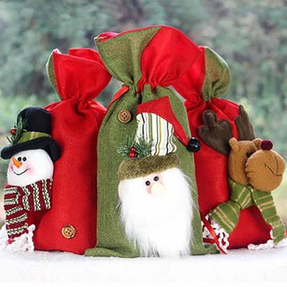 1pc navidad lindo de dibujos animados santa claus bolsa de regalo de navidad caramelo embalaje adornos
