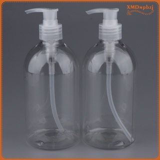 2x 17o-z (500 ml) bomba de loción vacía botellas recargables contenedores para almacenar champú, acondicionador de cabello, gel de ducha, jabón de mano líquido (1)