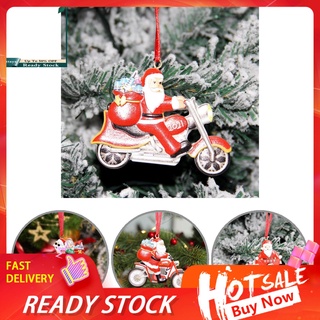 pat_ práctico adornos navideños de santa claus motocicleta árbol de navidad colgante de mano de obra fina para el hogar