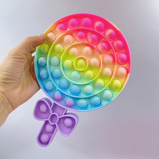 Rainbow Pop It Fidget Juguetes Empuje Burbuja Sensorial Squishy Alivio Del Estrés Autismo Necesidades Anti-Para Niños Adultos (2)