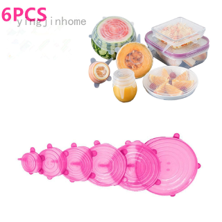 yingjinhome silicona fresh-keeping cubierta de 6 piezas refrigerador alimentos pegados película tazón cubierta rosa cara sonriente juego de 6 piezas