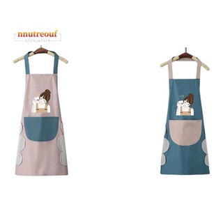 2x Kitchen Wipeable Waterproof Oil-Proof Girl Kitchen Shop Apron for Women Baking Accessories Pink & Blue