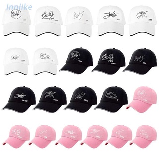 Inn mujeres hombres Unisex verano malla tela gorra de béisbol Kpop miembros firma impreso ajustable Snapback sombrero Hip Hop 21 estilos