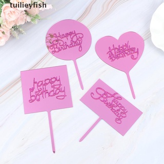 tuilieyfish 1pc feliz cumpleaños acrílico decoración para tartas decoración de tartas (4)