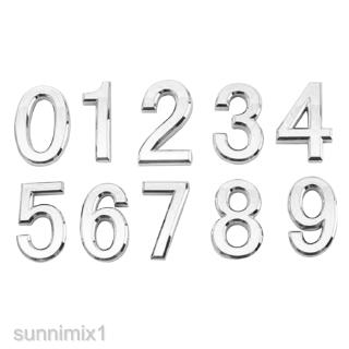1Pc número moderno 0-9 pegatina placa de placa dígitos cromado chapado en numeración placa de puerta (7)