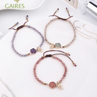 GAIRES Simple Jewelry Charm Handmade Bracelet Women With Stone Fashion Weave Rope Bangle Adjustable Natural Stone/Multicolor