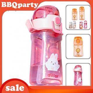 <BBQparty> botella de agua de paja de 3 colores de dibujos animados de impresión BPA libre de BPA taza de agua con paja ampliamente aplicada para el estudiante