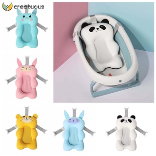 CREATUOUS Foldable Bathtub Seat Infant Bath Cushion Baby Shower Bath Tub Pad Newborn Safety Non-Slip Support Mat Soft Pillow