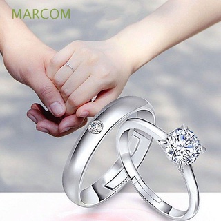 MARCOM Simple Finger Rings Set Women Men Fashion Accessories Engagement Ring Trendy Wedding Party Opening Adjustable Silver Plated 1 Pair Couple Jewelry/Multicolor