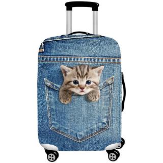 Stretch lindo gato equipaje cubierta protectora traje 18-32 pulgadas carro maleta caso accesorios de viaje