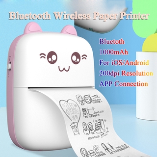 impresora de bolsillo inalámbrica 57 mm mini super lindo teléfono portátil inalámbrico bluetooth impresora térmica gratis 1 rollo de papel (1)