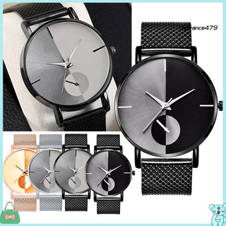CL--reloj de pulsera analógico de cuarzo analógico con banda de malla de Color degradado moderno para hombre mujer