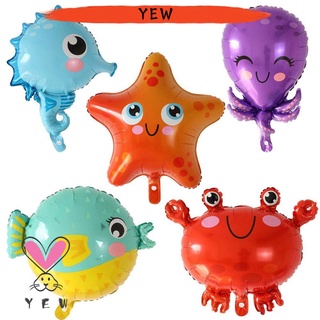 Yew de dibujos animados inflable de papel de aluminio globo caballito de mar 3D Animal de mar peces globo de helio juguetes de los niños de helio Globos decoración de fiesta de cumpleaños decorado