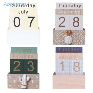 aboutmet calendario perpetuo de madera vintage planificador de bloques eterno fotografía props mes semana fecha pantalla hogar oficina decoración de escritorio