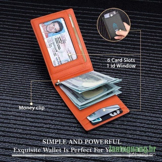 JCFS🔥Productos al contado🔥Ltg cartera delgada Minimalista para hombre con clip De dinero Rfid/billetera De cuero genuino con bloqueo delantero