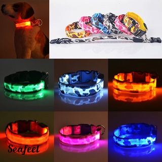 Seafeel Luces LED Para Perros/Mascotas De Moda/De Seguridad Nocturna/Collar Ajustable De Camuflaje