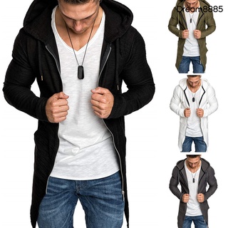 [dm mjkt] hombres con cremallera slim fit bolsillo con capucha media longitud outwear abrigo chaqueta chaqueta cardigan (1)