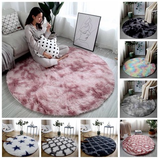 60/80/100/120cm alfombra redonda esponjosa alfombra Tie-teñida alfombra de área antideslizante alfombrillas para dormitorio sala de estar (1)
