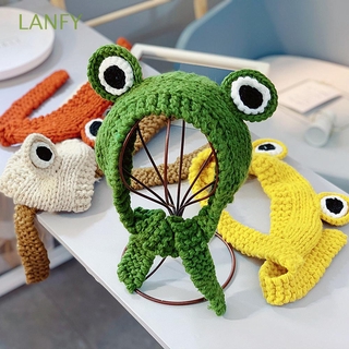 Lanfy gorro De tejer De crochet con ojos grandes De dibujos animados De rana/Multicolorido Para otoño/invierno