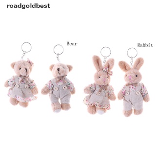 rgb pareja oso conejo juguetes de peluche 2017 floral tela oso de peluche conejo conejito muñecas llavero colgantes amantes amigos regalo 11cm 1 par mejor