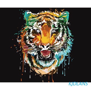 kjdlans colorido tiger paint by number kits 16 x 20 pulgadas lienzo diy o il pintura para niños, estudiantes, adultos principiantes con pinceles y pigmento acrílico (sin marco)