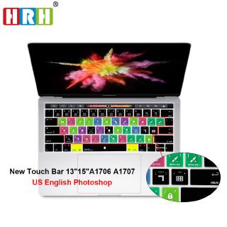 Hrh funcional atajo Hotkey silicona US teclado cubierta de piel para Macbook Pro 13" 6 y 15" 7 9 con barra táctil