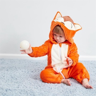 ropa de bebé bebé de una sola pieza de franela en forma de animal fox crawling traje