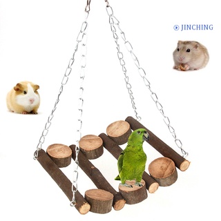 [jinching] pequeña mascota hámster conejo cadena de madera springboard colgante plataforma swing juguete masticar