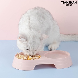 tianshan pet platos de color sólido doble tazón pp material gato dispensador de alimentos para interior