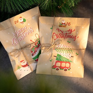 Carta 24sets rojo Fox navidad Kraft bolsas de papel caramelo bolsa de galletas bolsa de navidad pegatinas de fiesta Favor galletas bolsas de muñeco de nieve bolsa de embalaje bolsas (4)