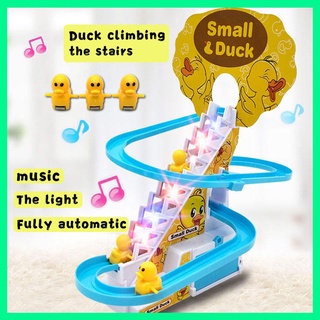 Tiktok escalera eléctrica escalada música bebé juguete luminoso pato pingüino escalera escalada juguete de 1 ~ 4 años de edad rotación pista juguete