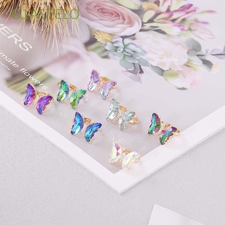 G1ASTELO Temperament Finger Rings Personality Fashion Jewelry Butterfly Open Ring Women Gradient Color Korean Adjustable Girls Crystal/Multicolor