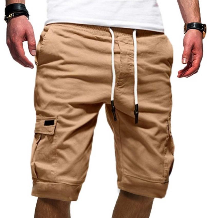 bolsillo de verano casual pantalones cortos de los hombres cómodos pantalones cortos lisos para hombre
