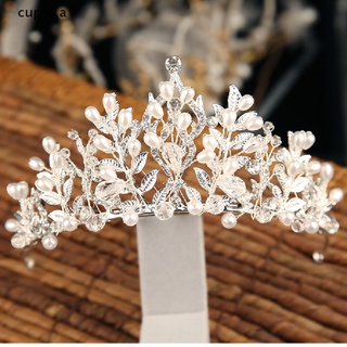 cupuka hecho a mano perla cristal corona novia pelo joyería boda tiaras tocados blanco co (4)