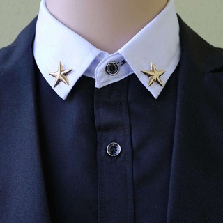 2 piezas fancy alloy 3d 5 puntos plata estrella broche solapa camisa collar pin