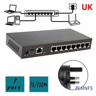 plhnfs 9 puertos de velocidad rápida lan ethernet red-work switch hub mini adaptador de escritorio convertidor dispositivo us/uk/eu/au plug