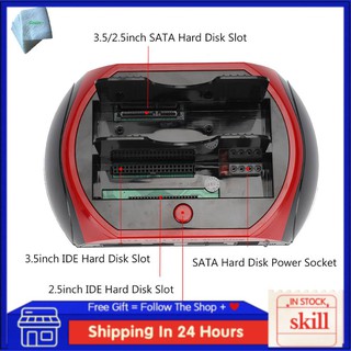 [SKL] 2.5"/3.5" Dual SATA IDE HDD estación de acoplamiento de disco duro Dock USB 2.0 Hub US Plug