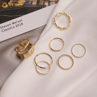 7 unids/Set personalizado Charm anillo de dedo coreano moda Metal plata anillo conjunto de mujeres accesorios de joyería