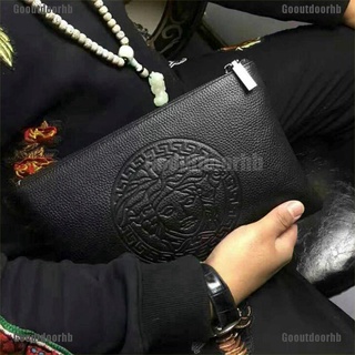 [Gooutdoorhb] Men Large Capacity Long Wallet Handbag Retro Leather Clutch Pouch Bag Business
