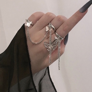 moda mariposa cadena anillos ajustables para mujer joyería