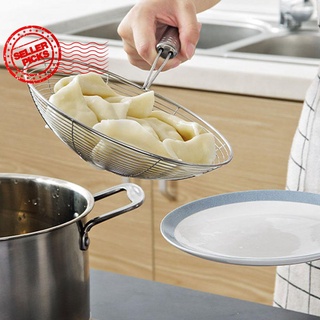 Mango de acero de drenaje de alambre del hogar colador de red de drenaje de la olla de la herramienta colador de freír cocina caliente B8W5 (1)