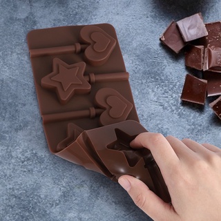 6 Ranuras Piruleta Molde De Silicona Chocolate Caramelo Azúcar Jelloy Corazón Amoroso Estrellas Para Hornear Suministros kitchentool01