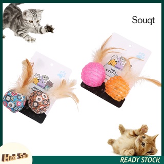 Sqm 2 pzs pelotas de tubo de tela de plumas para gatitos/gatos/pelotas resistentes a mordeduras/jugue