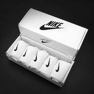 【COD】Nike 5 pares de calcetines Sports Casual Calcetines blanco negro gris (producto original) (3)