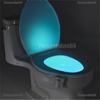 Finegoodwell4 LED inodoro baño luz de noche humano movimiento activado Sensor de asiento lámpara 8 colores brillante