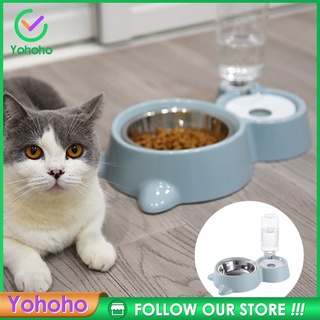 [Yohoho] Comedero doble para gatos, comida para gatos y cuencos de agua para gatos y perros pequeños, 500 ml de acero inoxidable para perros, mascotas, gato, doble arcos (5)
