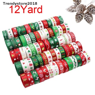 [Trendy] 12 yardas de navidad mezclada de oro Grosgrain cinta DIY decoración de navidad envoltura
