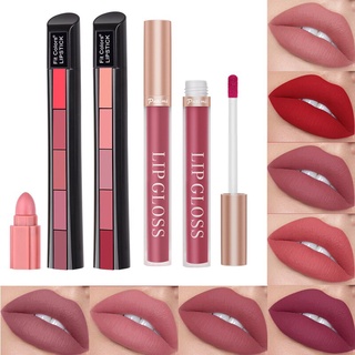 2PCS Matte Lipstick Velvet Lip Gloss Sexy Red Lip Tint Cream Pigment Waterproof Long Lasting Make-up for Women Cosmetics